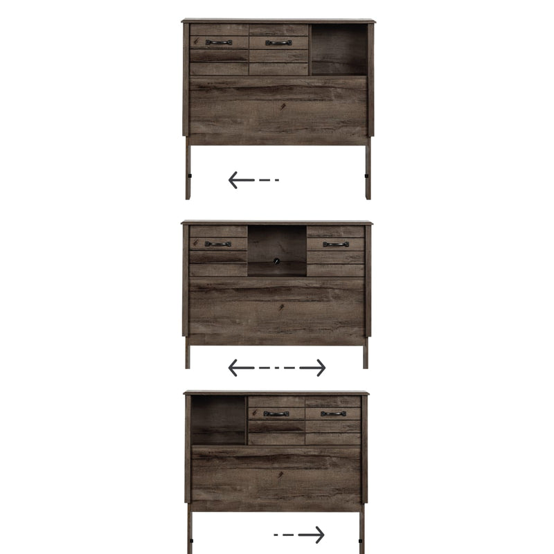 Tête de lit bibliothèque avec portes coulissantes simple 39" Ulysses - Chêne d'automne
