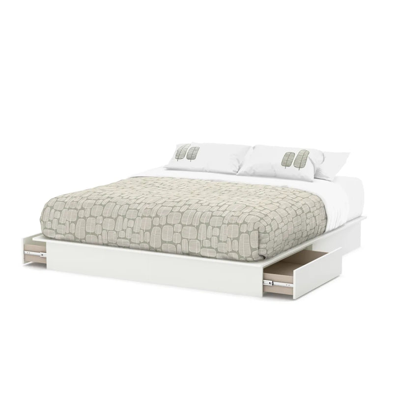 Lit plateforme avec tiroirs king 78" Step One - Blanc solide