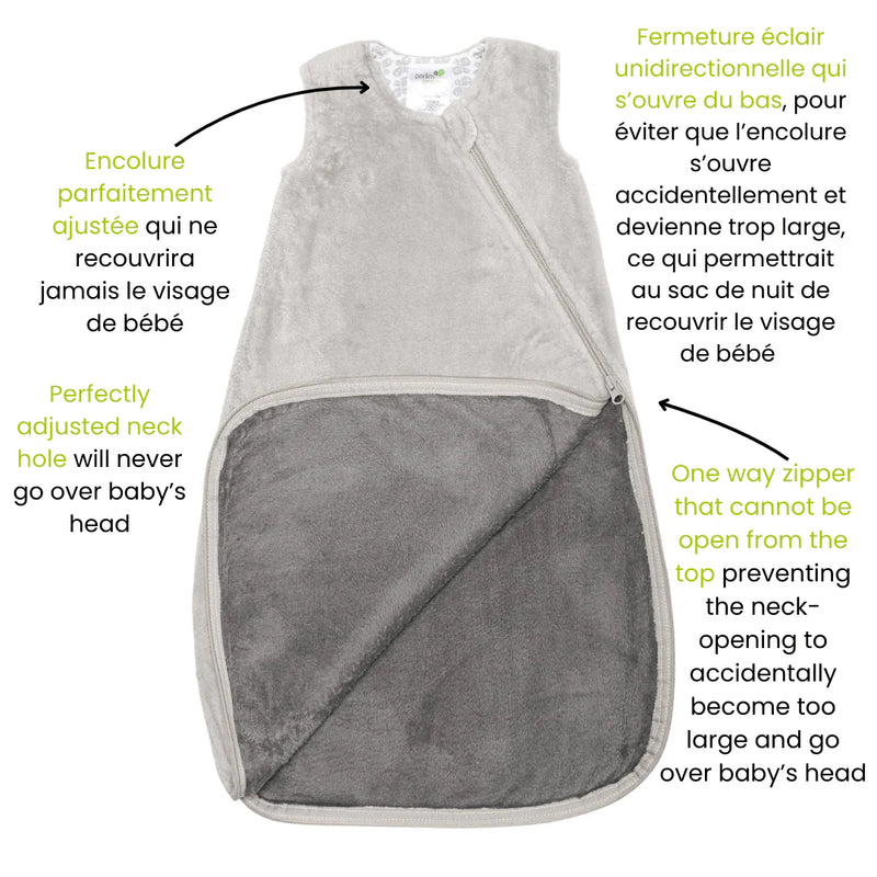 Sac de nuit en peluche - Gris uni (1.5 togs)