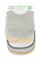 5 Bavoirs avec doublure imperméable- Gris et beige