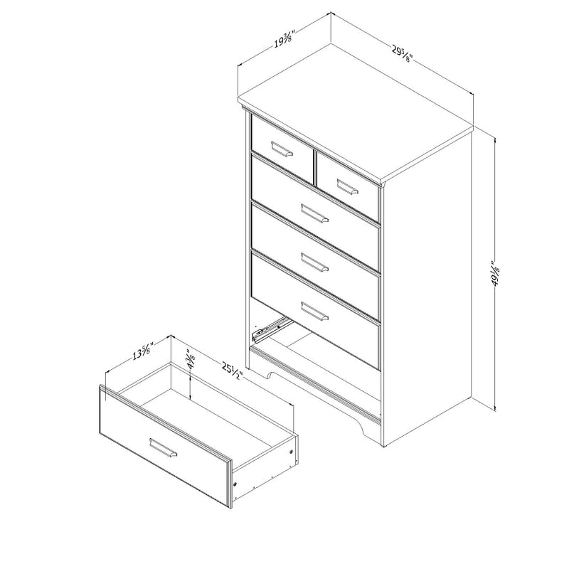 Commode 5 tiroirs Versa - Chêne hivernal