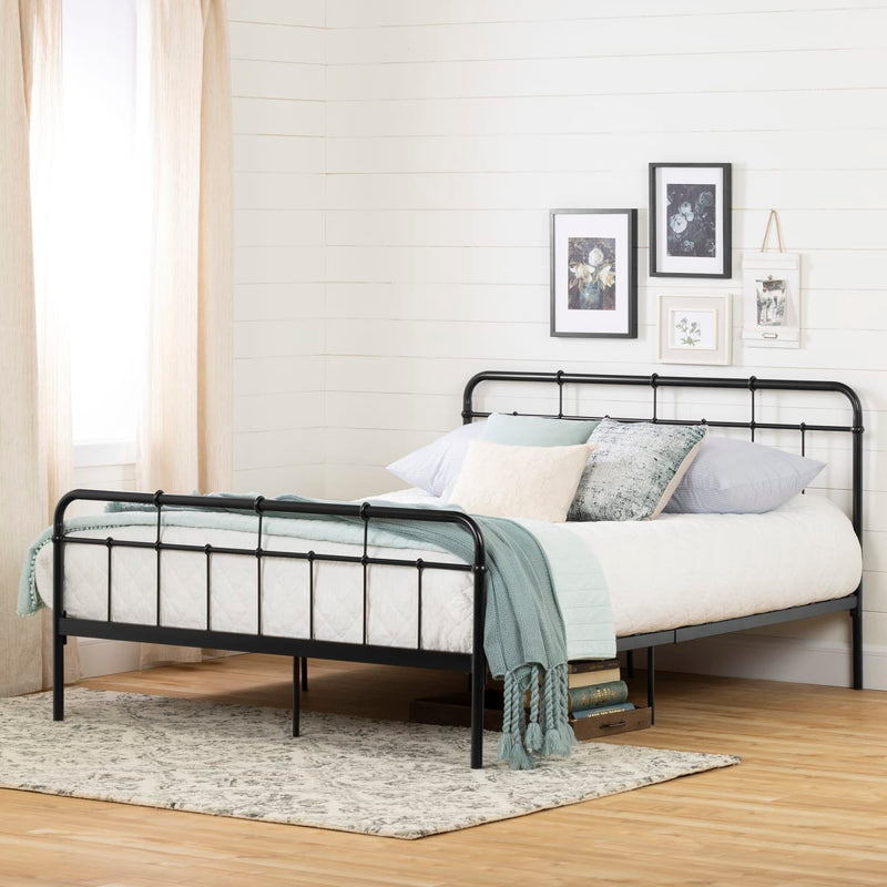 Lit plateforme complet avec tête de lit en métal queen 60" Gravity - Noir solide
