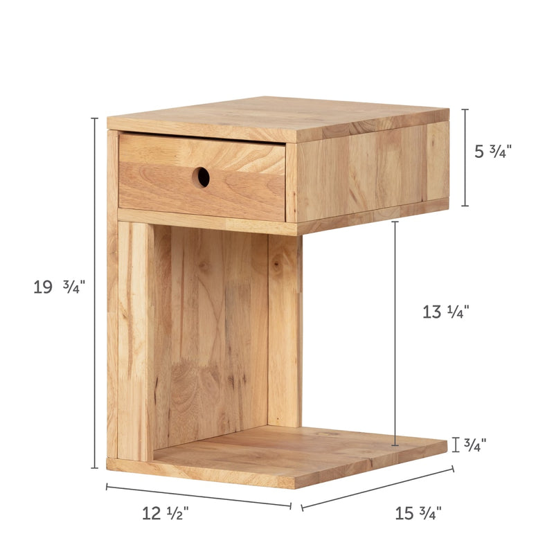 Table d'appoint 1 tiroir en bois massif Kodali - Bois naturel