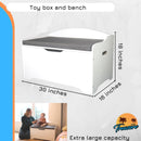 Coffre à jouets blanc avec coussin gris