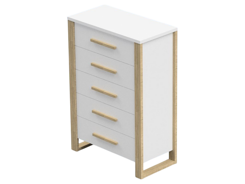  Chest of 5 drawers - White and Harvest