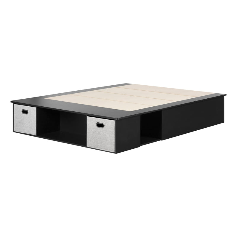 Lit avec rangement double 54" Vito-Noir solide