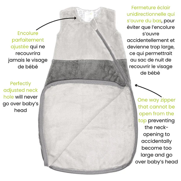 Sac de nuit en peluche - Gris uni (1.5 togs)