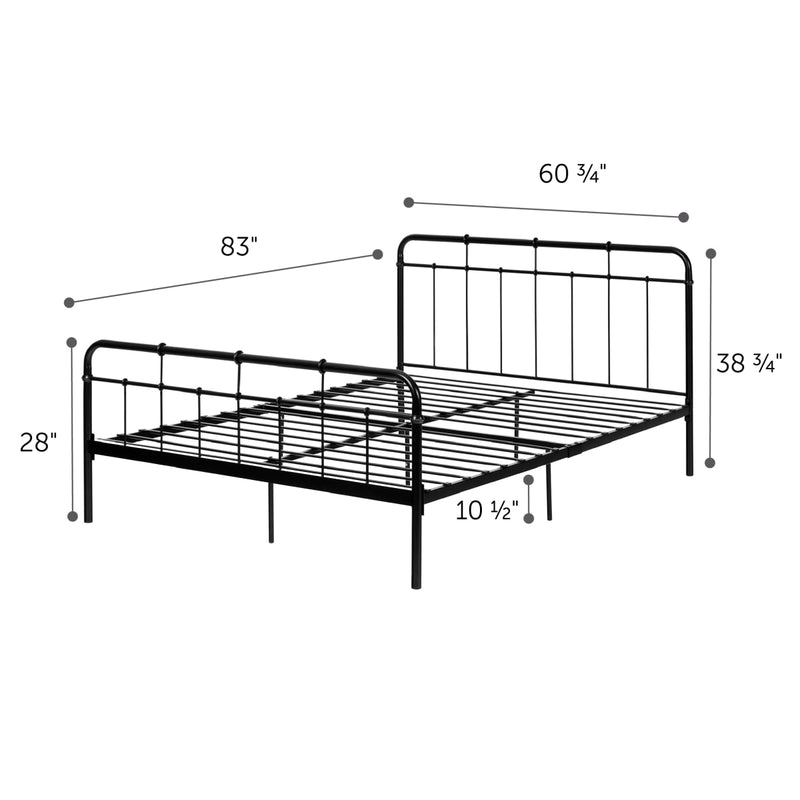 Lit plateforme complet queen 60" avec tête de lit en métal Gravity - Noir solide