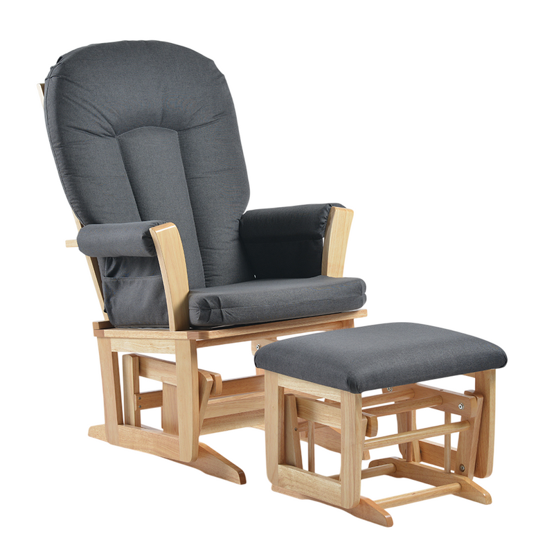 Chaise berçante à billes *Nouveau tissus anti-taches*- Naturel et Gris fonçé
