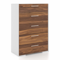 Commode 5 tiroirs - Blanc et Noyer — MEQ