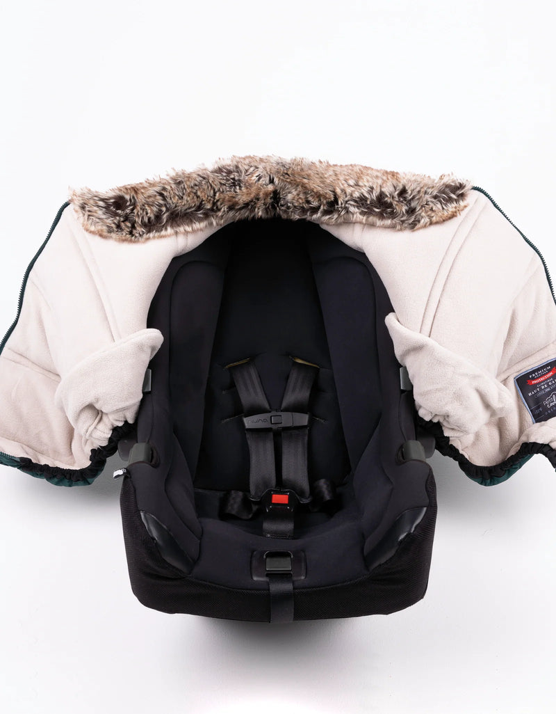 Winter Baby Car Seat Cover – Tourmaline / wolf