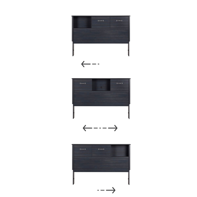 Tête de lit bibliothèque avec portes coulissantes double 54" Ulysses  - Myrtille