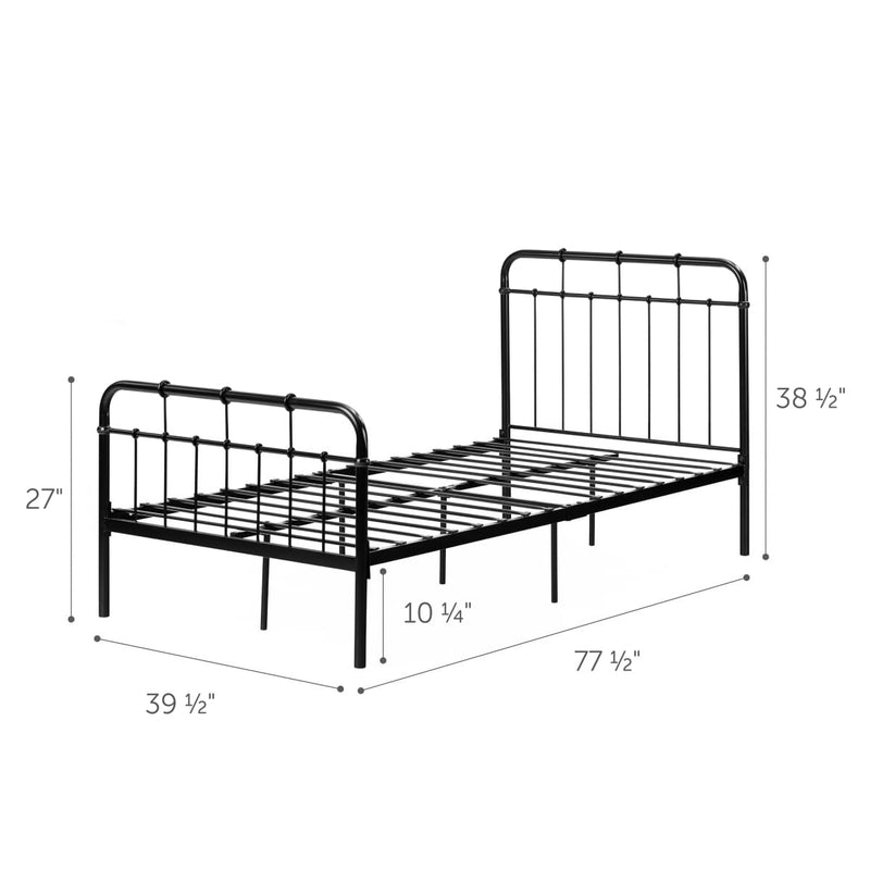 Lit complet en métal simple 39" Vito - Noir solide