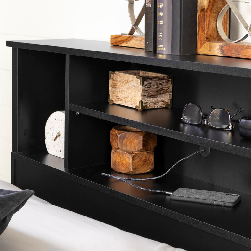 Tête de lit bibliothèque double/queen 54"/60" Vito - Noir