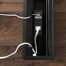 Bureau en L avec barre d'alimentation et huche amovible Helsy - Noyer naturel