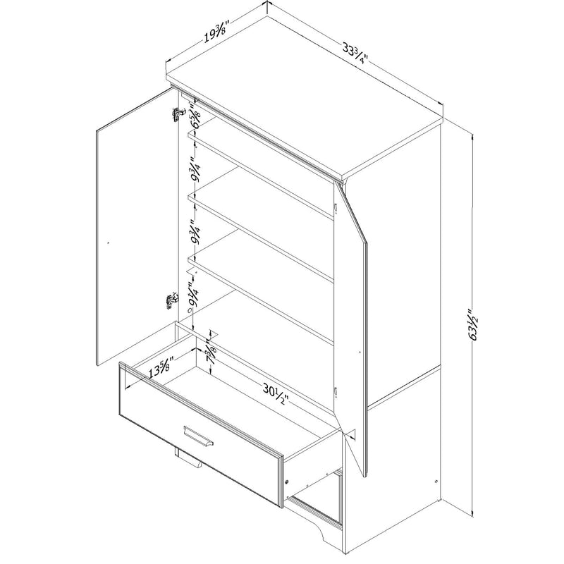 Armoire de rangement 2 portes Versa - Érable cendré