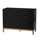 Bureau 6 tiroirs Laurel - Noir et Naturel