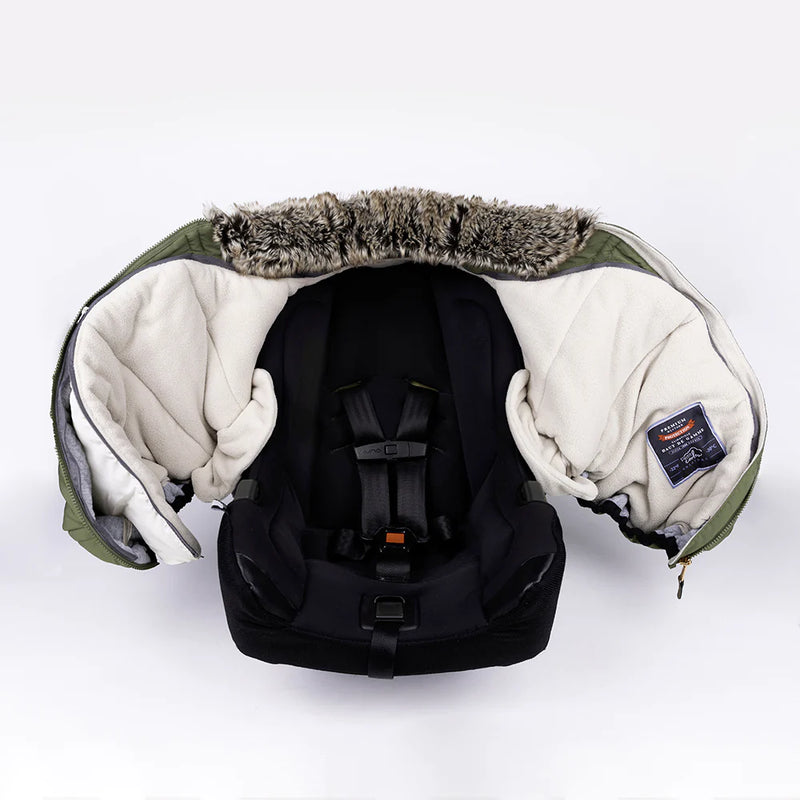 Winter Baby Car Seat Cover – Tourmaline / wolf