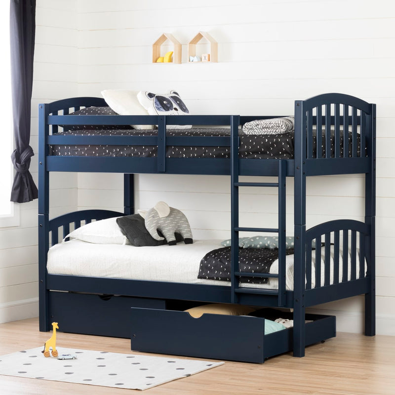 Lit superposé en bois massif avec tiroirs de rangement 39"/39" Ulysses - Myrtille