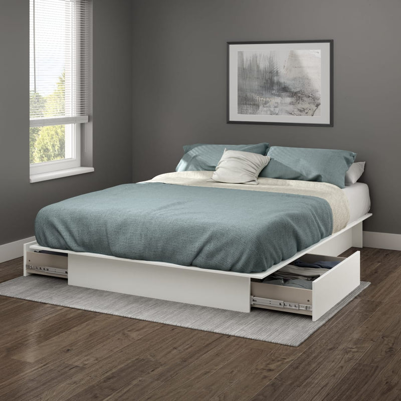 Lit plateforme double/queen Step One - Blanc solide