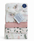 Ensemble de 4 couvertures en flanelle- Éléphants roses