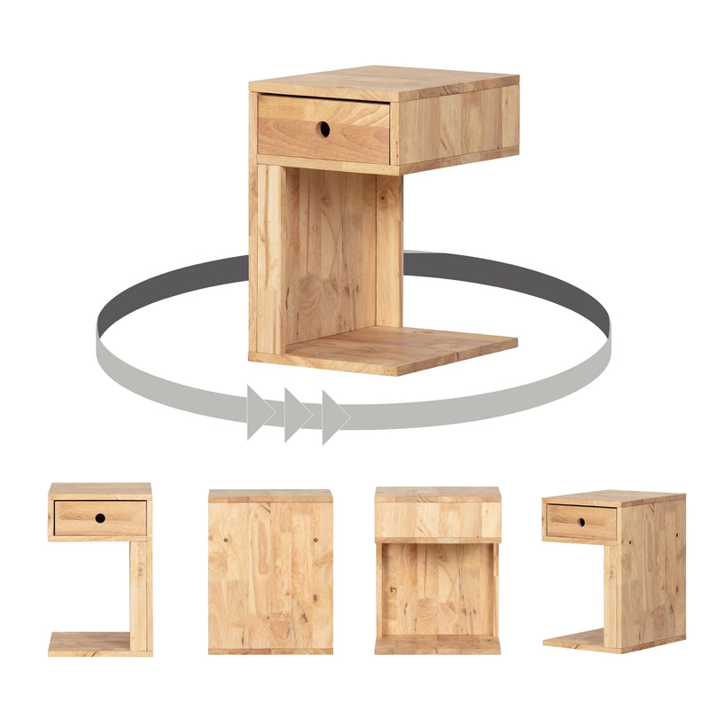 Table d'appoint 1 tiroir en bois massif Kodali - Bois naturel