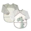 Ensemble 2 bavoirs impermables avec manches 0-12 mois- Vert sauge