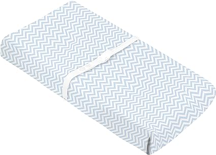 Housse pour matelas à langer avec ouverture pour sangles - Chevron Bleu