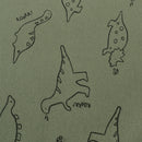 Piqué en flanelle - Dinos/Noir-vert