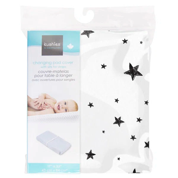 Changing Pad Cover | Scribble Stars Black & White