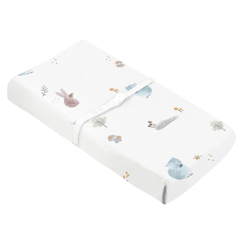 Housse pour matelas à langer percale avec ouverture pour sangles - Forêt