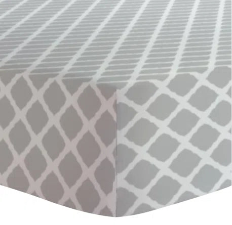 Drap contour pour lit de bébé - Lattice Gris