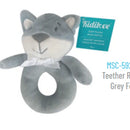 Hochet anneau doux en peluche- Raton gris