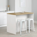 Îlot de cuisine avec porte et tiroirs Myro - Blanc et Érable noix de muscade