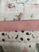 Ensemble de 4 couvertures en flanelle- Éléphants roses