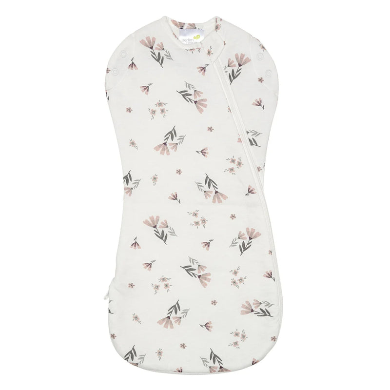 Sac de nuit nouveau-né en bambou - Fleurs aquarelle (1 tog)