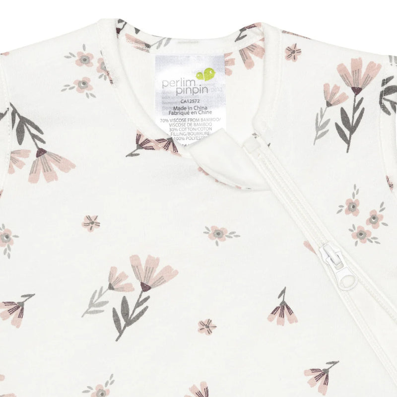 Sac de nuit nouveau-né en bambou - Fleurs aquarelle (1 tog)