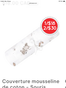 Couverture mousseline de coton - Souris