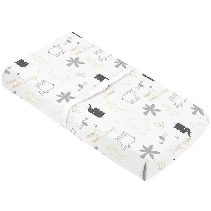 Housse pour matelas à langer percale avec ouverture pour sangles - Jungle