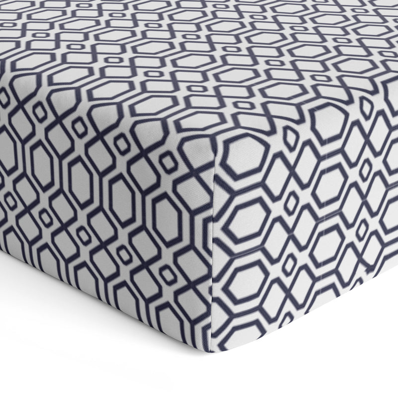 Crib Sheet | Navy Octagon