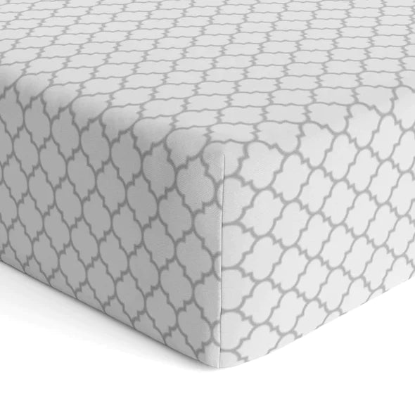 Drap contour pour lit de bébé - Ornement Gris