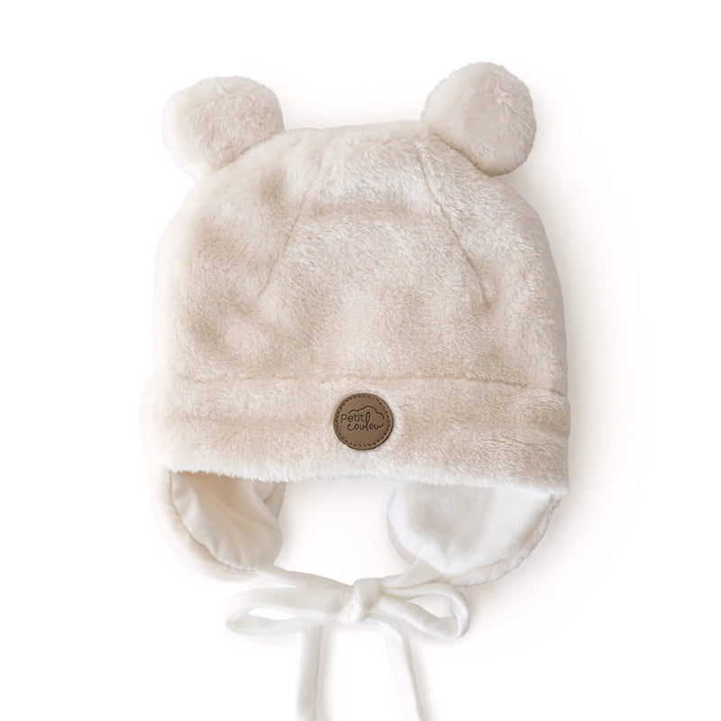 Tuque Ourson Minky - Crème