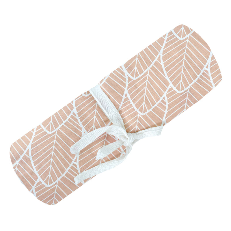 Couverture mousseline de coton - Feuilles roses