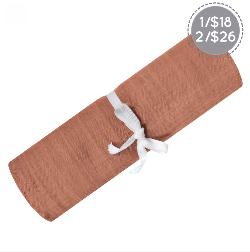 Couverture mousseline de coton - Cannelle