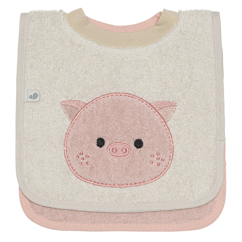 Ensemble de 2 bavoirs ratine - Cochon