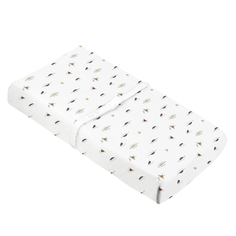 Housse pour matelas à langer percale avec ouverture pour sangles - Soleil