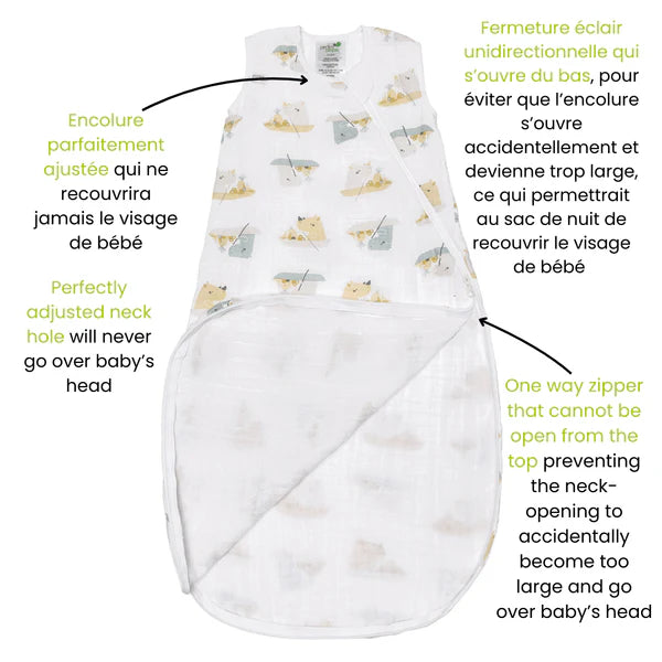 Sac de nuit en mousseline de coton - Rhinos (0,7 tog)