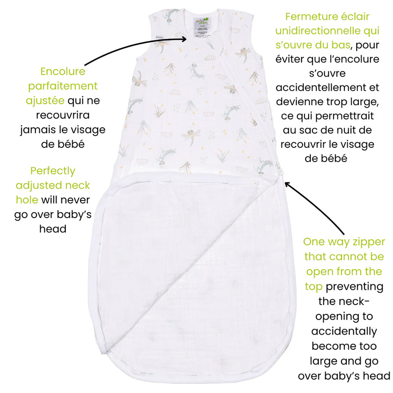 Sac de nuit en mousseline de coton - Insectes (0,7 tog)
