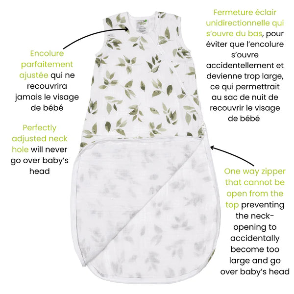 Sac de nuit en mousseline de coton - Feuilles (0,7 tog)
