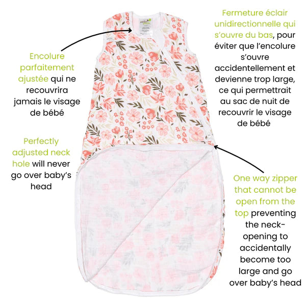 Sac de nuit en mousseline de coton - Fleurs (0,7 tog)